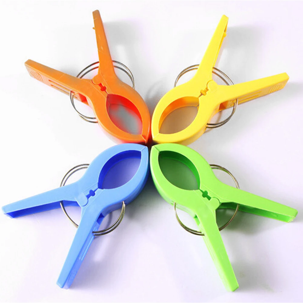 

4Pc Set Beach Windproof Towel Clip Sun Lounger Sunbed Large Peg Tool
