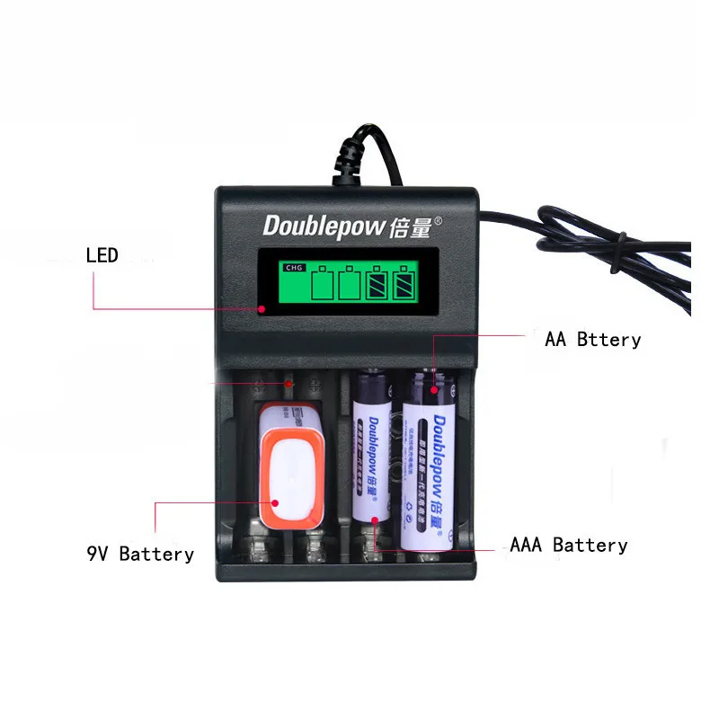 4 слота 9v зарядное устройство lcd Смарт быстрое зарядное устройство для Aa Aaa 9v(6f22) NiMH/NiCd аккумуляторная батарея 9V литиевая батарея