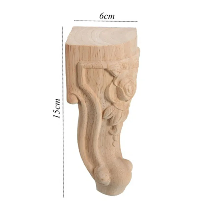 Online 4 Pcs 15*6cm Holz Geschnitzte rose fuß Rahmen Decor Möbel Tisch Handwerk Unlackiert Tür Dekor Wand Kunst