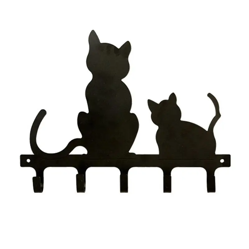 

Black Cat Design Iron Hook Decorative Metal Wall-mounted Hook Hat Coat Clothes Hangers Storage Rack Key Holder (Large Size)