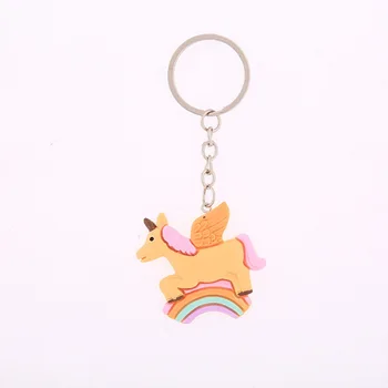 

free shipping 100pcs/lot colorful resin unicorn key chain in gift box for baby showers birthday party return gifts for guest