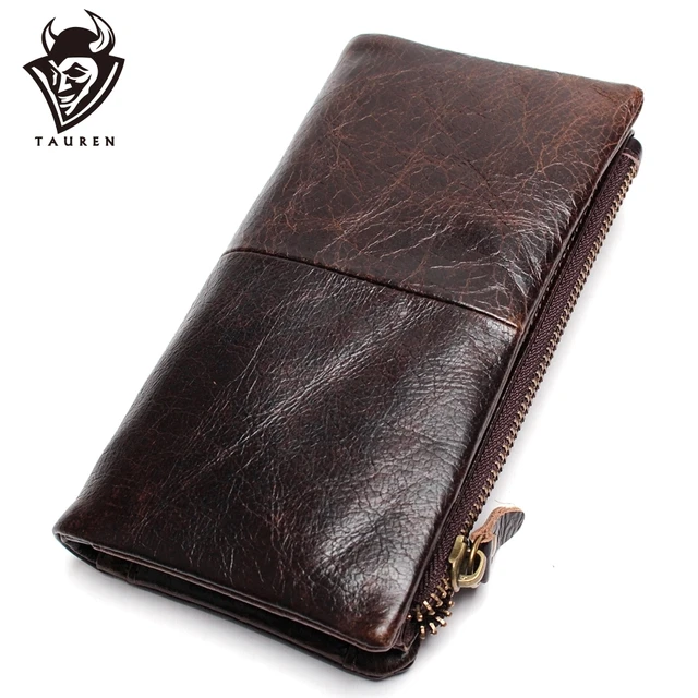 $US $14.59  First Layer Of Real Leather Men's Oil Wax Retro High-Capacity Multi-Card Bit Long Wallet Clutch Men