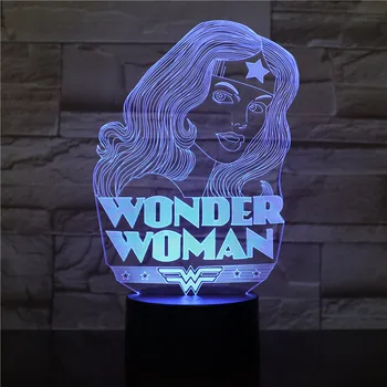 

Wonder Woman Led 3D Luminaria Modeling Desk Lamp Creative Super Hero Night Light 7 Color Change Kids Bedroom Lighting 2454