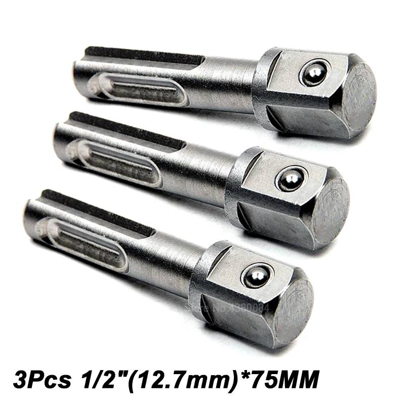 

3Pcs Set 1/2" SDS Plus Adapters Connectors Socket Driver Drill Bits Chuck Adaptor Bits Hammer Drill Accessories Power Hand Tools