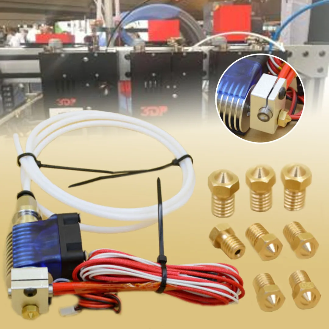 cheap New V6 Extruder Bowden All Metal J head + 8pcs Nozzles Reprap Hotend 3D Printer Replacement Parts Durable Tool Parts