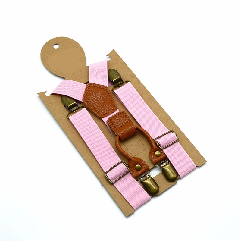 

Children's solid color strap clips High quality elastic elastic straps 4 clips hanging pants clip baby suspenders