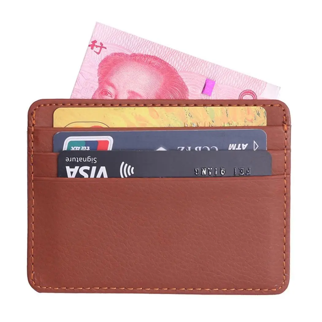 

Unisex Fashion Mini Double Side Square Solid Open Money Clip Wallet Card Slots, Small Change Slot, Photo Slot