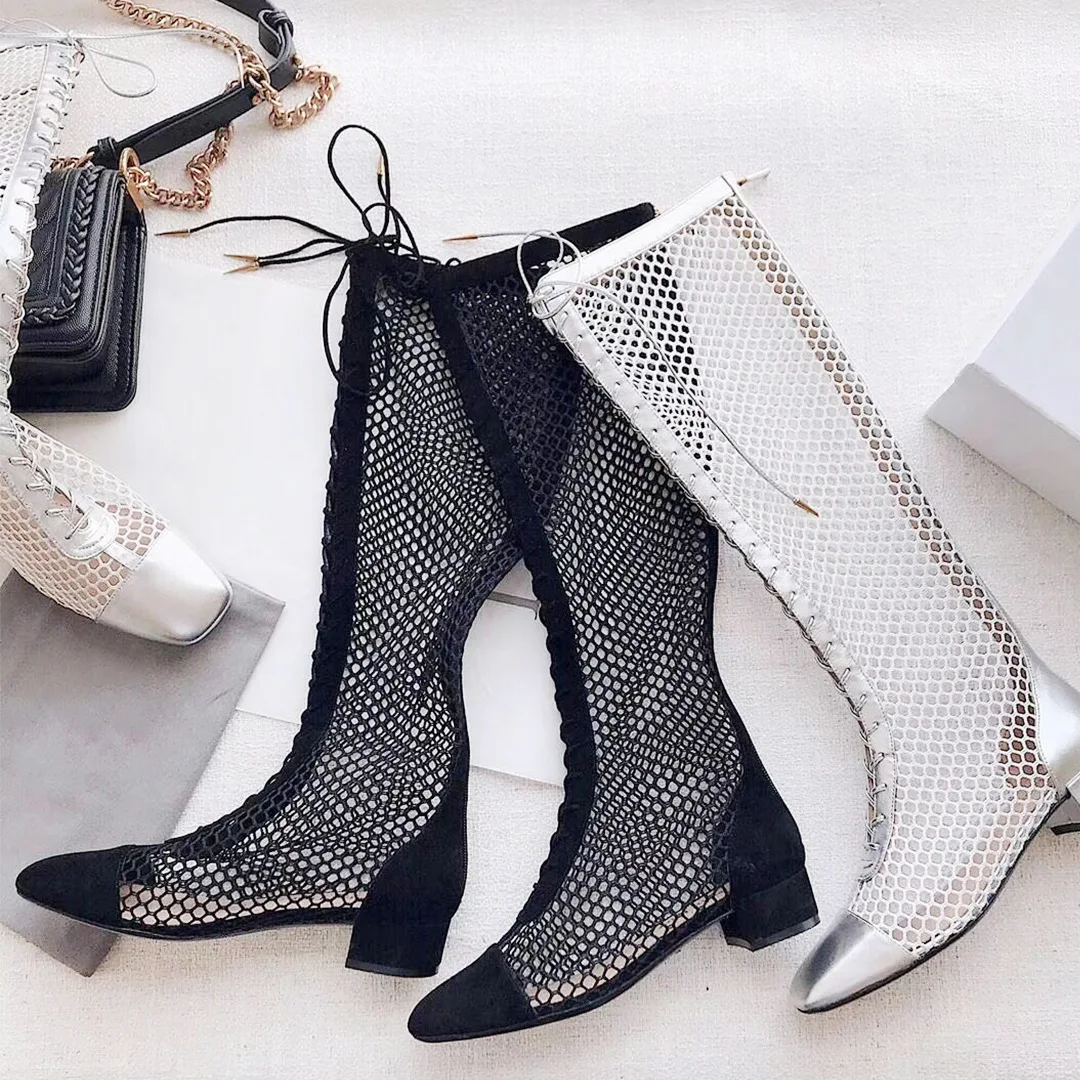 

Women's Shoes Sexy Square Hollow Boot Solid Color Boots
