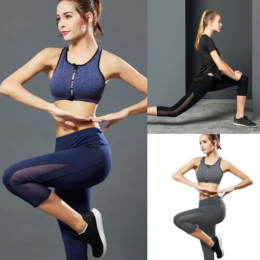 

Women Fashion Fitness Clothes Set Solid Sports, Casual Color Bra Capris Pants 2-pieces All Seasons Set