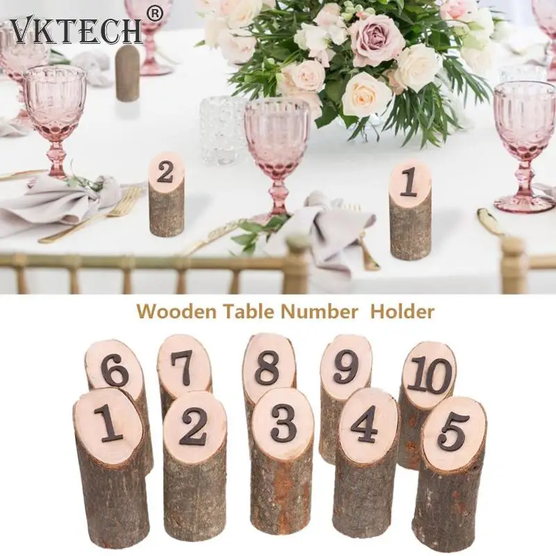 10pcs Wedding Table Number Holder Wood Table Cards Holder Party Wedding Decoration Event Party
