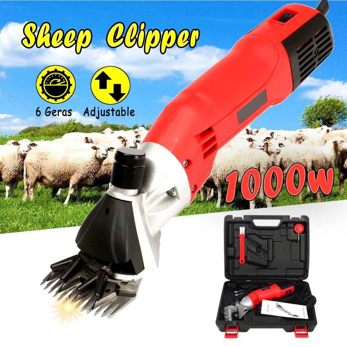 

1000W AC 110-220v Electric Sheep Dog Pet Hair Clipper Animal Shearing Supplies Goat Alpaca Farm Cut Machine with 6 Speed