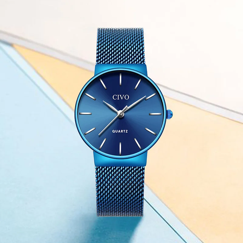 

CIVO Fashion Simple Watches Women Luxury Elegant Slim Quartz Wrist Watches Waterproof Steel Mesh Casual Clock Relogio Feminino