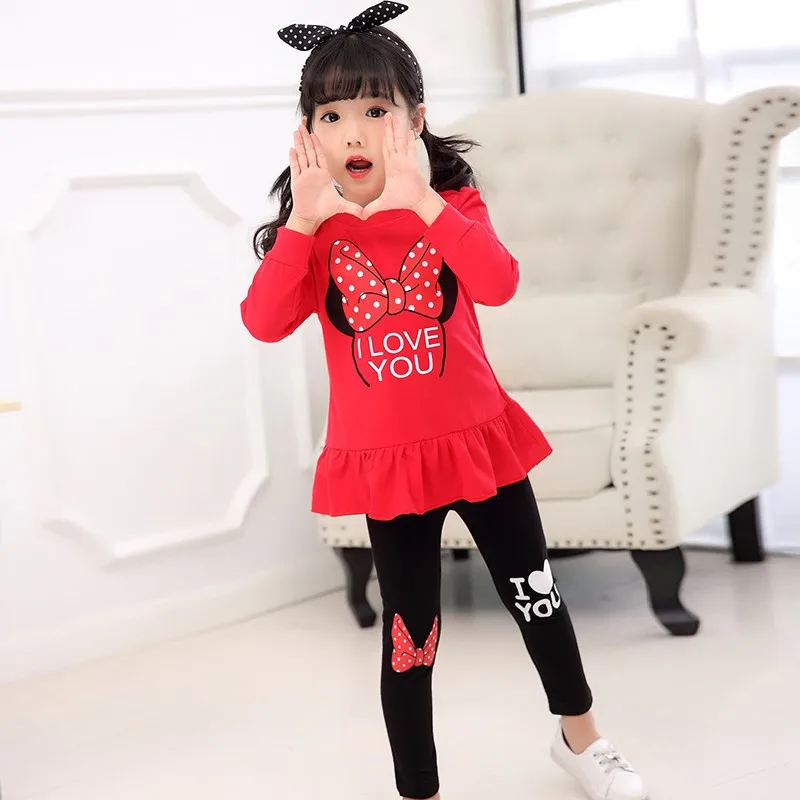 Children Clothing Sets Costumes For Kids Sport Suits Girls Clothes Sets Girls Dress+pants Cute  Cartoon Baby Girls Clothes