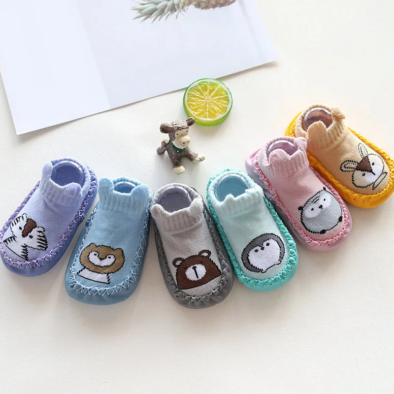 

REAKIDS 2019 Newborn Spring Autumn Winter Infant Funny Socks Anti Slip Baby Boy Socks With Rubber Soles Baby Girls Cute Socks
