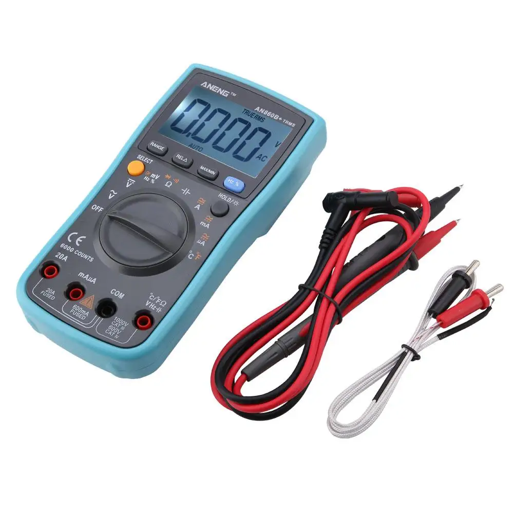 

ANENG AN860B+ Digital Multimeter AC/DC Ammeter Voltmeter Temperature Meter 6000 Counts Multimeter