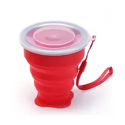 Портативный силиконовый выдвижной складной Кубок Крышка телескопический складной Открытый путешествия Dring бутылка для воды с шнурком