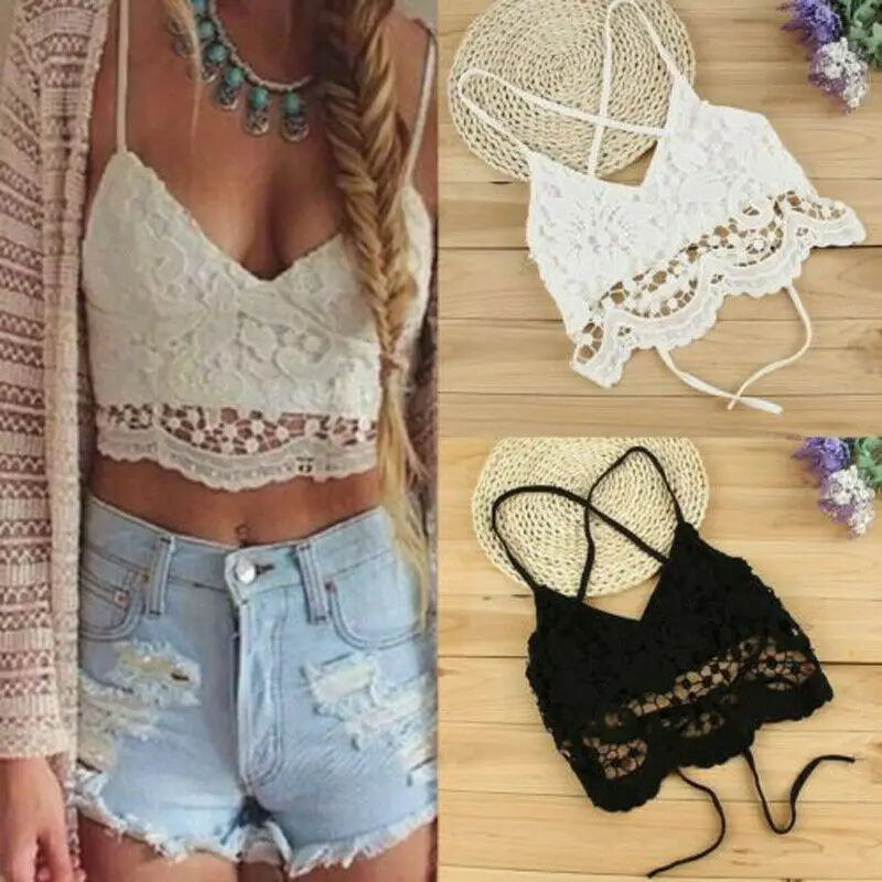 

Pretty Sexy Female Lace Sling V Neck backless Cross Bandage Bra Wrapped Chest Simple Cutout bras