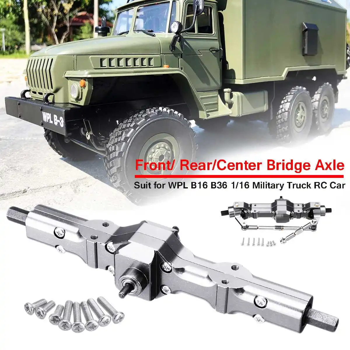 

Front/ Rear/ Bridge Axle Part Set Replace Upgrade For WPL 1/16 B16 B36 6WD Military Truck RC Car Parts Aluminum Alloy Durable