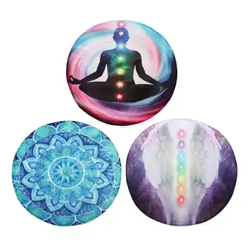 

80*80cm Round Meditation Yoga Mat Printed Polyester PVC Portable Foldable Yoga Mat Non Slip Meditation Mat