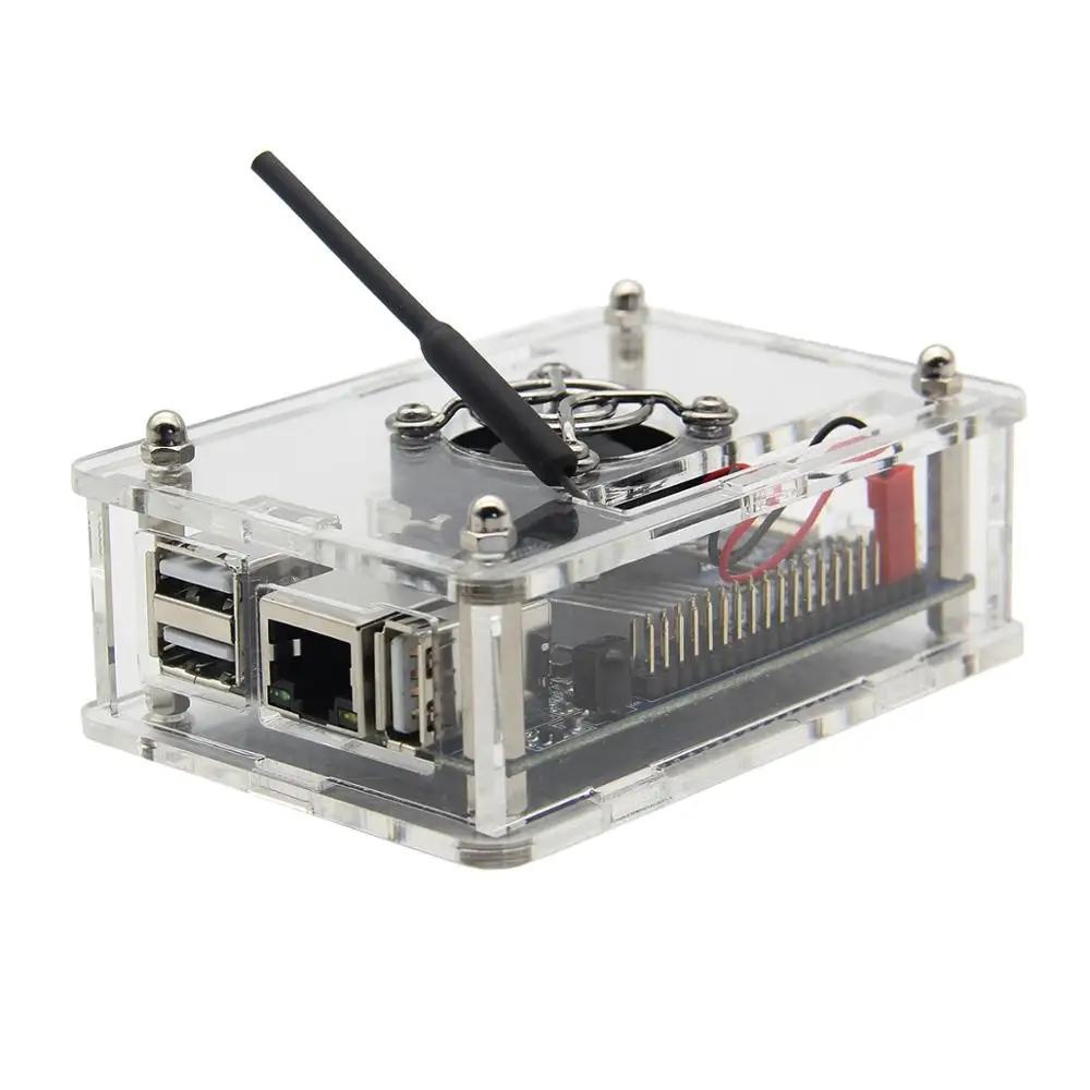 البرتقال بي PC/PC2/PC زائد الاكريليك حالة ، حالة + 5 V 3A امدادات الطاقة/محول + التبريد مروحة + غرفة التبريد كيت البرتقال بي كاتب كيت