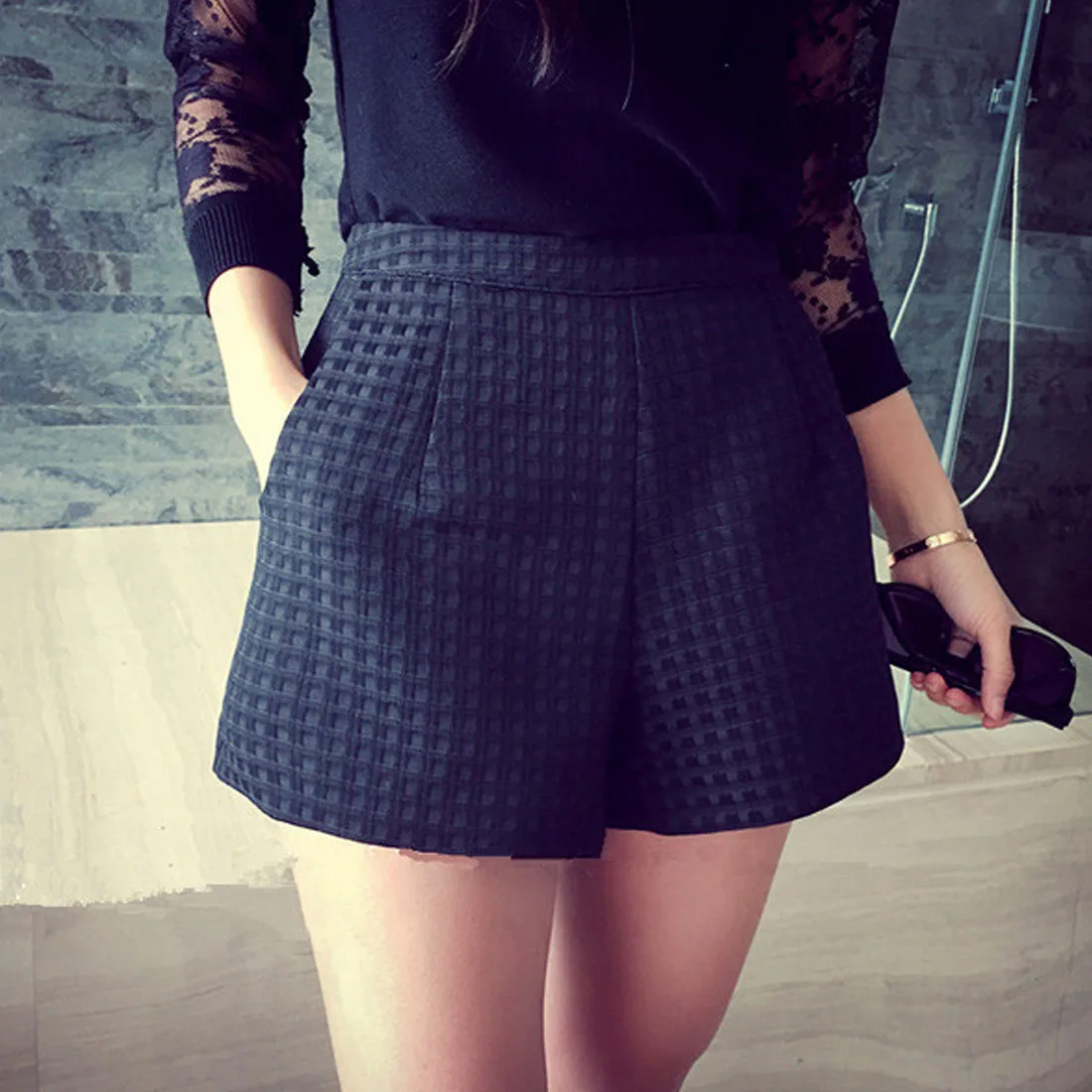 

S-4XL Loose Short High waist Cotton Summer Women Elastic Casual Shorts Hot Casual Solid Short High Waist Wide Leg Shorts
