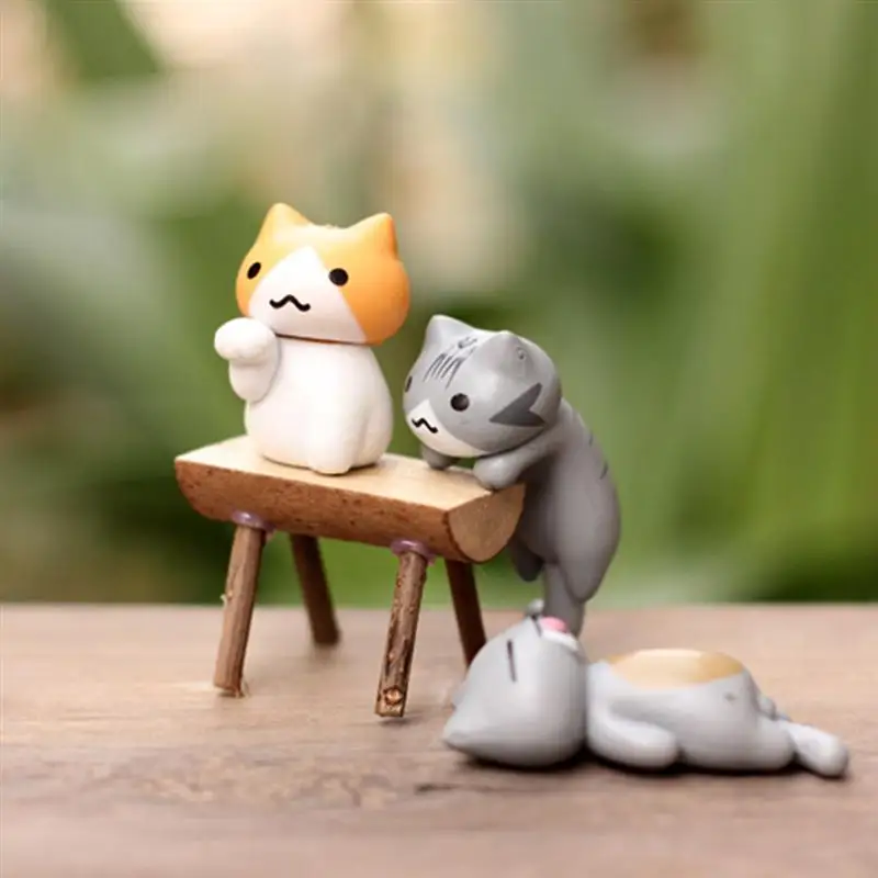 

Mini Cats Miniature Cartoon Vivid Garden Miniatures Craft Fairy Decor for Micro Landscape Home Plant Pots Bonsai Garden