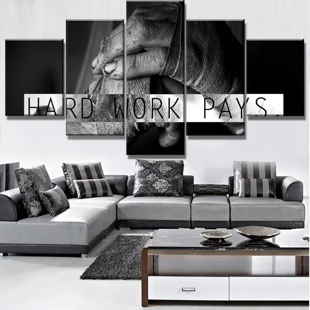 

5 Pieces HD Printed Large Hard Work Pays Boxing Poster Cuadros Paintings on Canvas Wall Art for Home Decorations Wall Decor