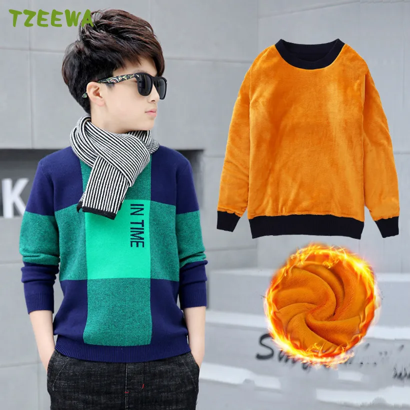 2018 Winter Big Boys Sweater Fashion Children Knitwear Boys Cotton ...
