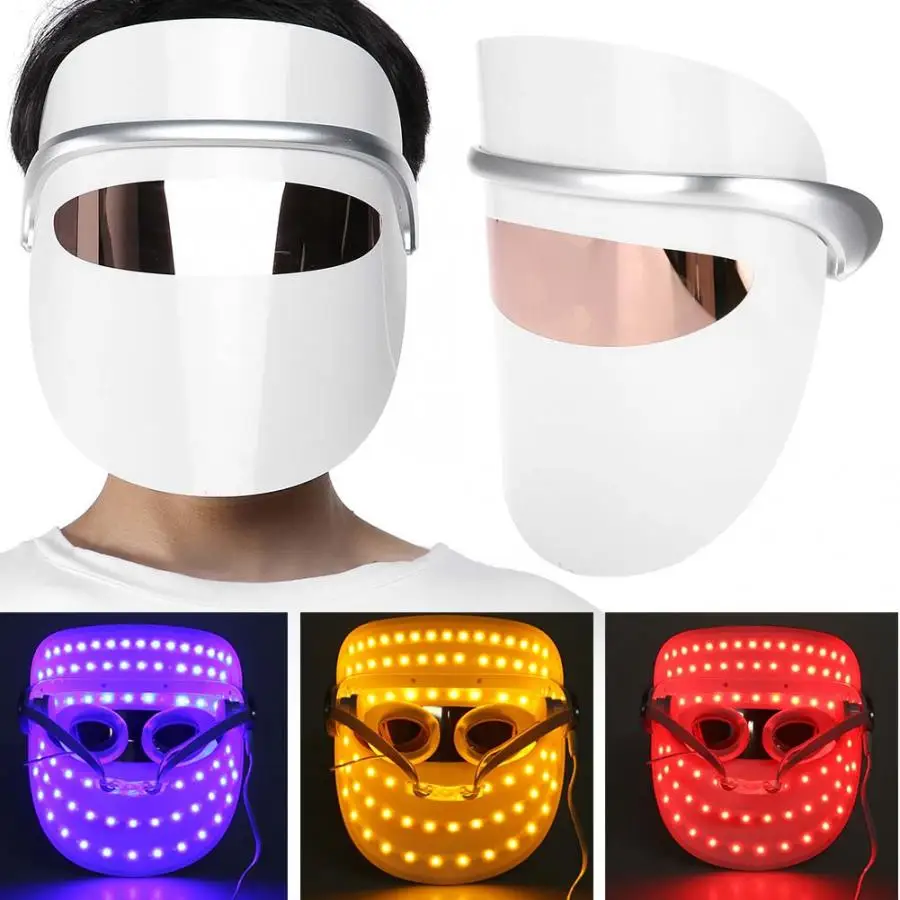 3 Colors LED Light Therapy Face Mask Anti Wrinkle Firming Skin Rejuvenation Beauty Facial Care Tool 4 | Красота и здоровье