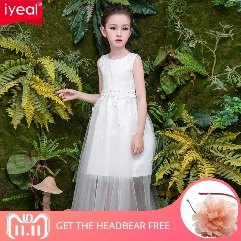 IYEAL 2018 New Prom Party Princess Flower Girl Dress Wedding Long Formal Children Birthday Dresses For Girls Kids 4-12 Years