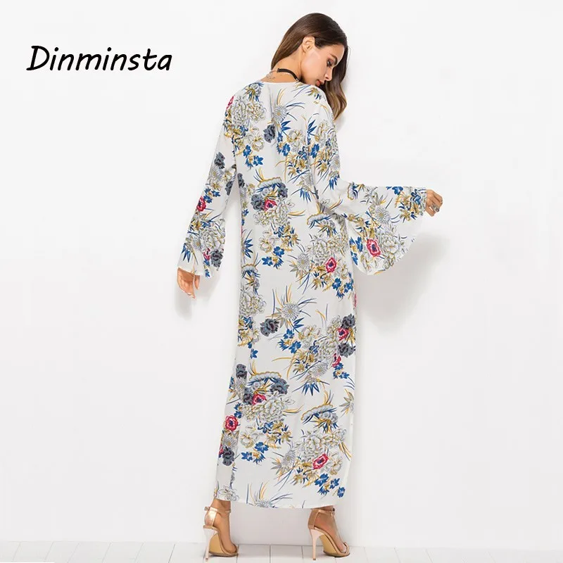 Dinminsta женское белое цветочное богемное длинное платье новинка 2019 весеннее