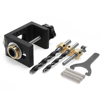 

Woodworking Pocket Hole Jig Kit Step Drilling Dowelling Jig Set Carpentry Wood Dowel Drilling Guide Locator Tool