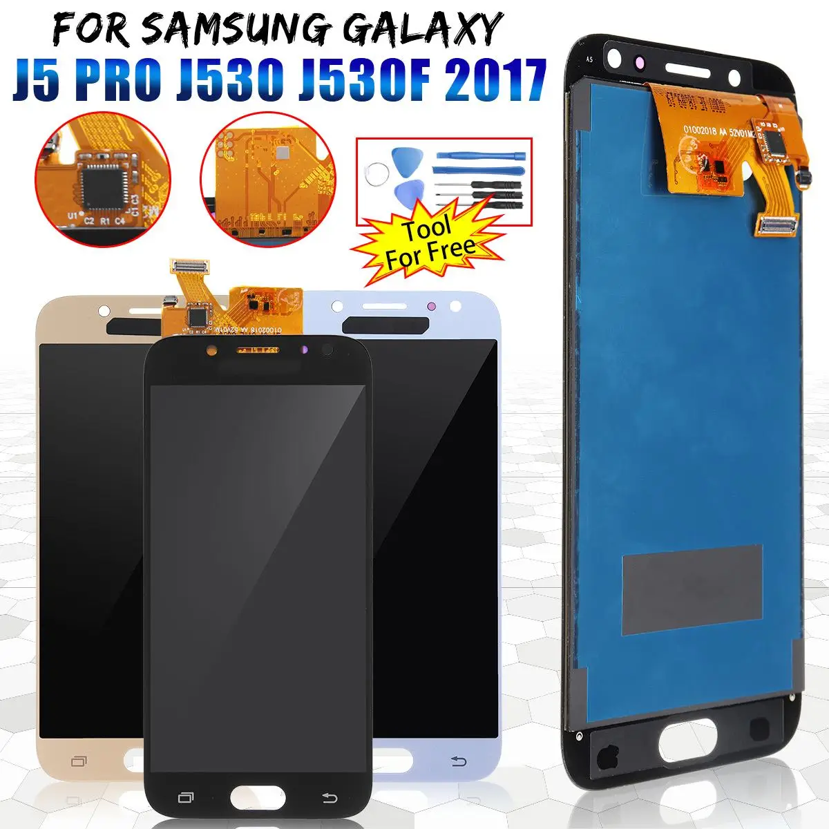 

LCD Display Screen Digitizer for Samsung for Galaxy J5 Pro 2017 J530 J530F + DIY Replacement Repair Tools