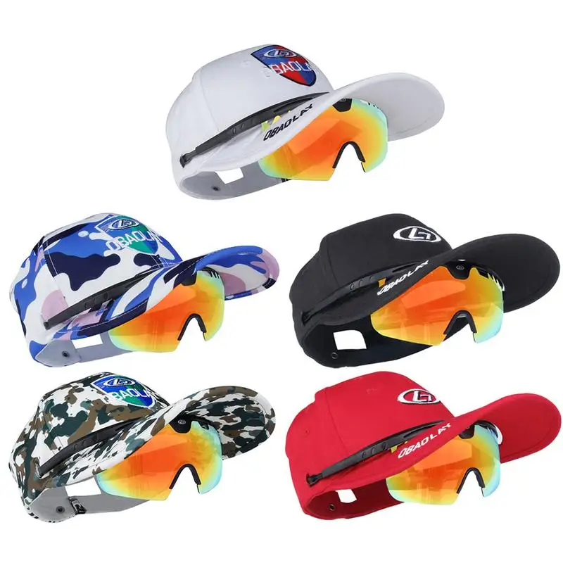 

2-in-1 Baseball Cap Fishing Glasses Glare Polarized PC Goggles Night Vision Sunglasses For Fishing Riding Hiking Sport
