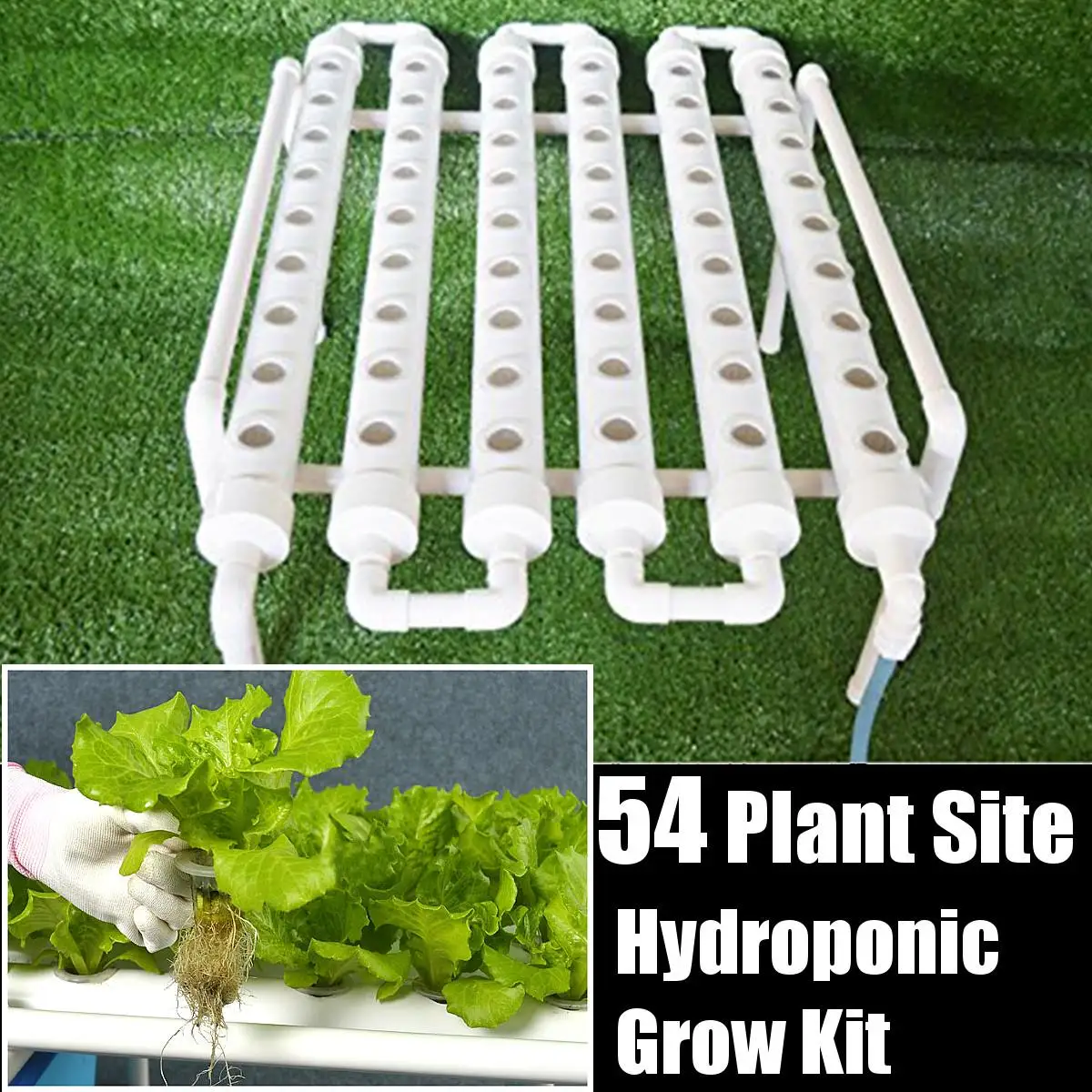 54 Holes Hydroponic Piping Site Grow Kit Deep Water Culture Planting Box Gardening System