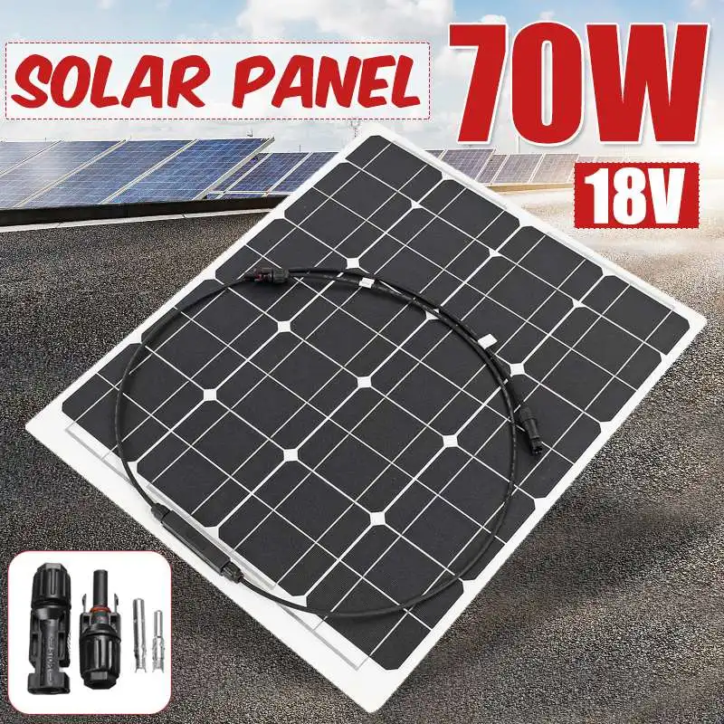

70W 18V Flexible Solar Panel Waterproof Solar Cell Module MC4 Cable for Car Yacht Led Light RV 12V Battery Boat Outdoor Charger