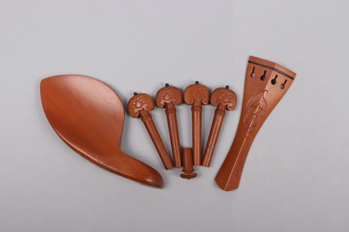 

violin accessories jujubewood peg chinrest tailpiece endpin Hand-carved pattern
