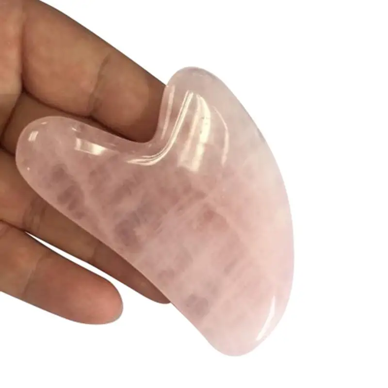 

1PC Natural Facial Beauty Massage Tool Face Thin Massager Natural Jade Massage Face-lift Pink Crystal Guasha Scraping Plate