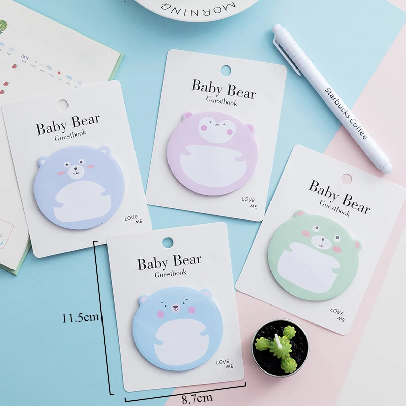 30 листов/партия симпатичная детская Мишка блокноты для записей набор креативные Стикеры для планирования клейкие подушечки для детей