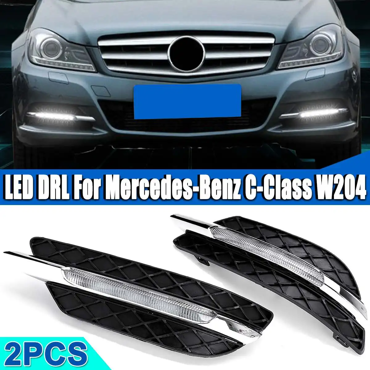 LED DRL White Daytime Running Light Amber Turn Signal Light Fog Lamps