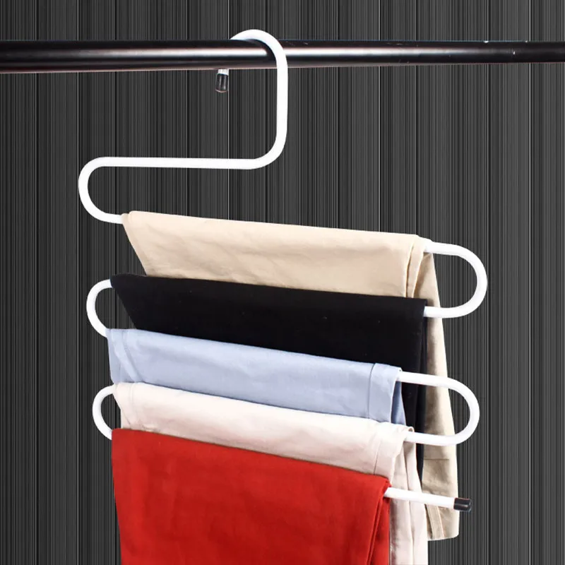 

1pcs/set Multi-functional Multi-layer Stainless Steel Clothes Hangers Home Pants / Scarf / Tie S Type Metal Rails Clothes Hanger