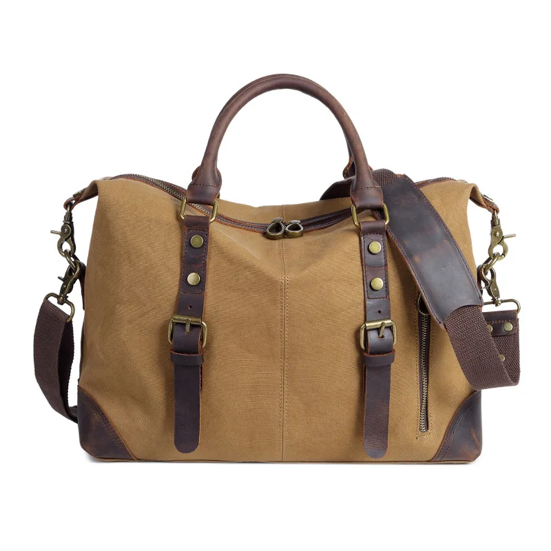 

Hot Men Shoulder Crossbody Handbag Canvas Multi-function Satchel Retro Fashion Casual Messenger Bags Business Computer Briefcase