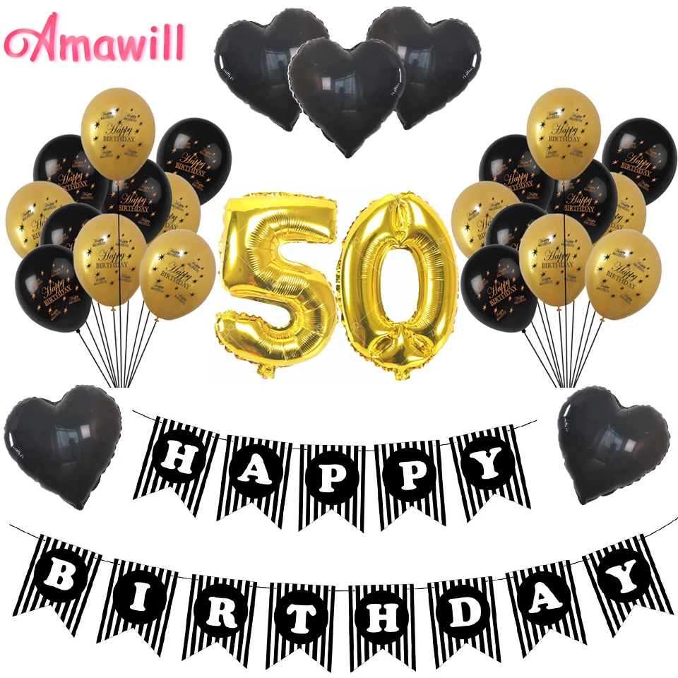 Золотые цифры шары Amawill на 50 й день рождения 32 дюйма украшение для вечеринки в