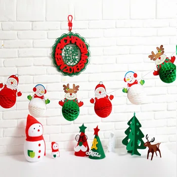 

3m/strand Christmas Bunting Garland Banner Hanging Santa Claus Snowman Reindeer Shop Home Xmas Party Decoration for Home Navidad