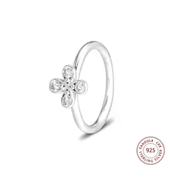 100% стерлингового серебра 925 Четыре лепестков цветка кольца обручальные кольца для Для женщин Роскошные ювелирные изделия joyas de плата 925