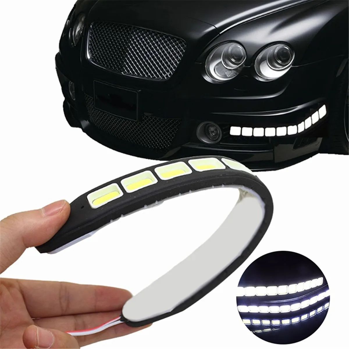 

2x LED DRL Daytime Running Light Waterproof 12V COB White Color Day Light Fog Light Turning Signal Flexible Cars Running Light
