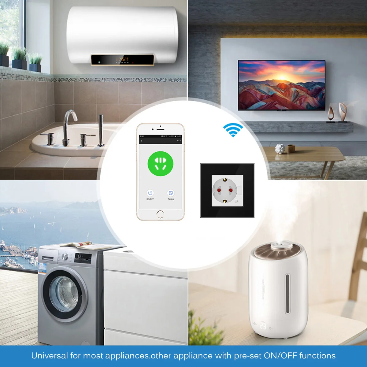 Настенная розетка Wi Fi вилка совместимая с Amazon Alexa Google Home APP штепсельная ЕС Wifi умная