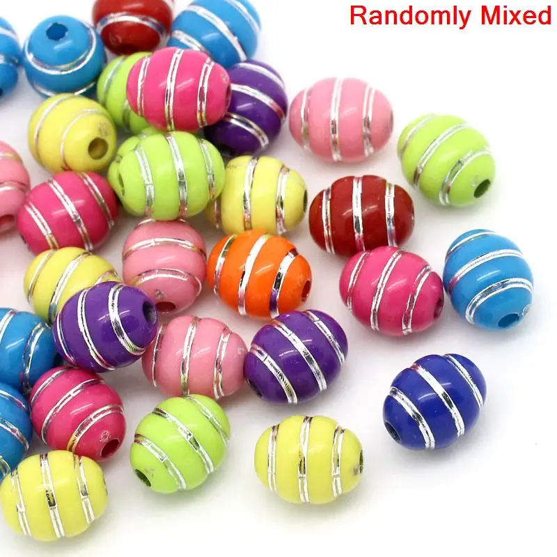 

Acrylic Spacer Beads Oval Mixed Stripe 12x10mm,Hole:Approx 2.6mm,100PCs (B23565)