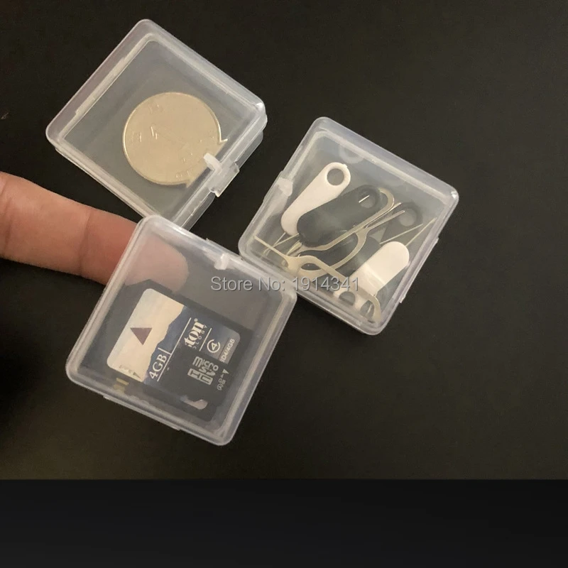 

wholesale 500pcs/lot new SD Card mini Plastic Case box for eject pin Transparent mini storage box