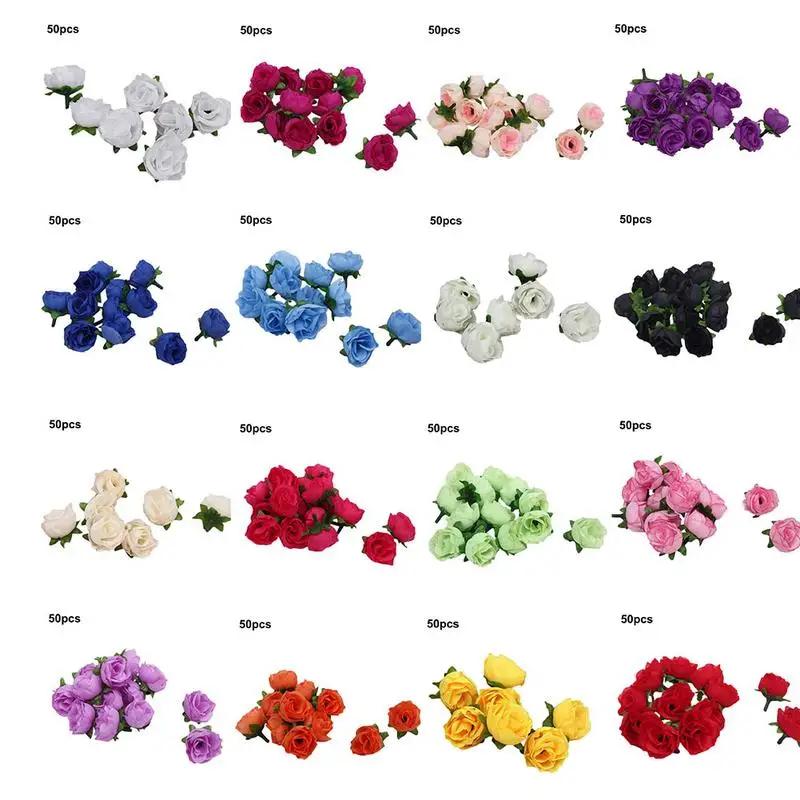

Simple Simulation Rose 50pcs 3cm Silk Rose Artificial Flower Wedding Home Furnishings DIY Wreath Sheets Handicrafts Supplies